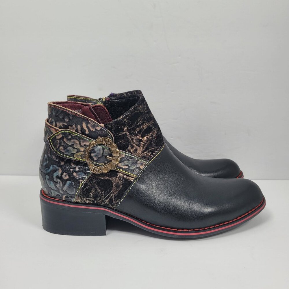 L'Artiste by Spring Step Women's Tiatia Black Ankle Boots US Size 5.5 EU 36